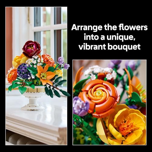 LEGO Botanicals Flower Arrangement Artificial Flowers Building Set - Decor for Table Display - Gift for Birthdays - Unique Bouquet for Adults, Ages 18+ - 10345 - Image 5