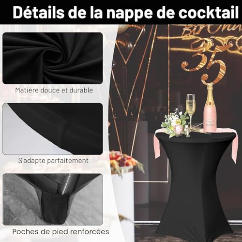 Housses Table Ronde Cocktail 80x110 Noir x2 Riyuu