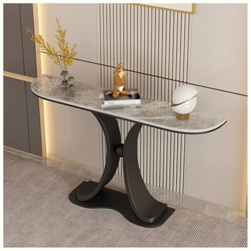Mesa consola estrecha para entrada, mesa de pasillo industrial de 31.4 pulgadas, color negro, para sala de estar y entrada (120 x 30 x 80 cm)