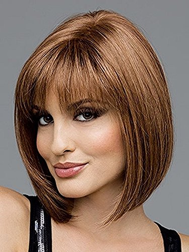 B-G Charming Wigs Women's Full Wig Short Straight Hair Heat Resistant Wigs Human Hair Wigs + 1 Free Wig Cap WIG067