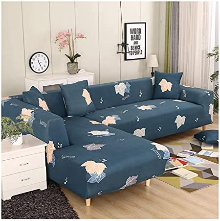 Daesar Stretchable Sofa Covers, Sofa Slipcover Maple Leaf Sofa Covers Blue Grey (Polyester 1 Seater)