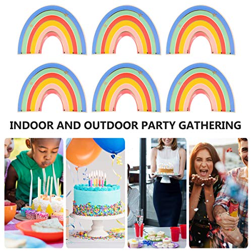 STOBOK 12 Pcs Pratos de Papel Arco-Ãris para Festa de Unicórnio Suprimentos de Louça Descartáveis â€