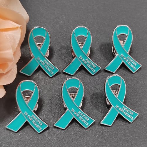 Image of 20 Pcs Funeral Ribbon Awareness Pins Memorial Lapel Brooches Forever In Our Hearts For Mourning Event
