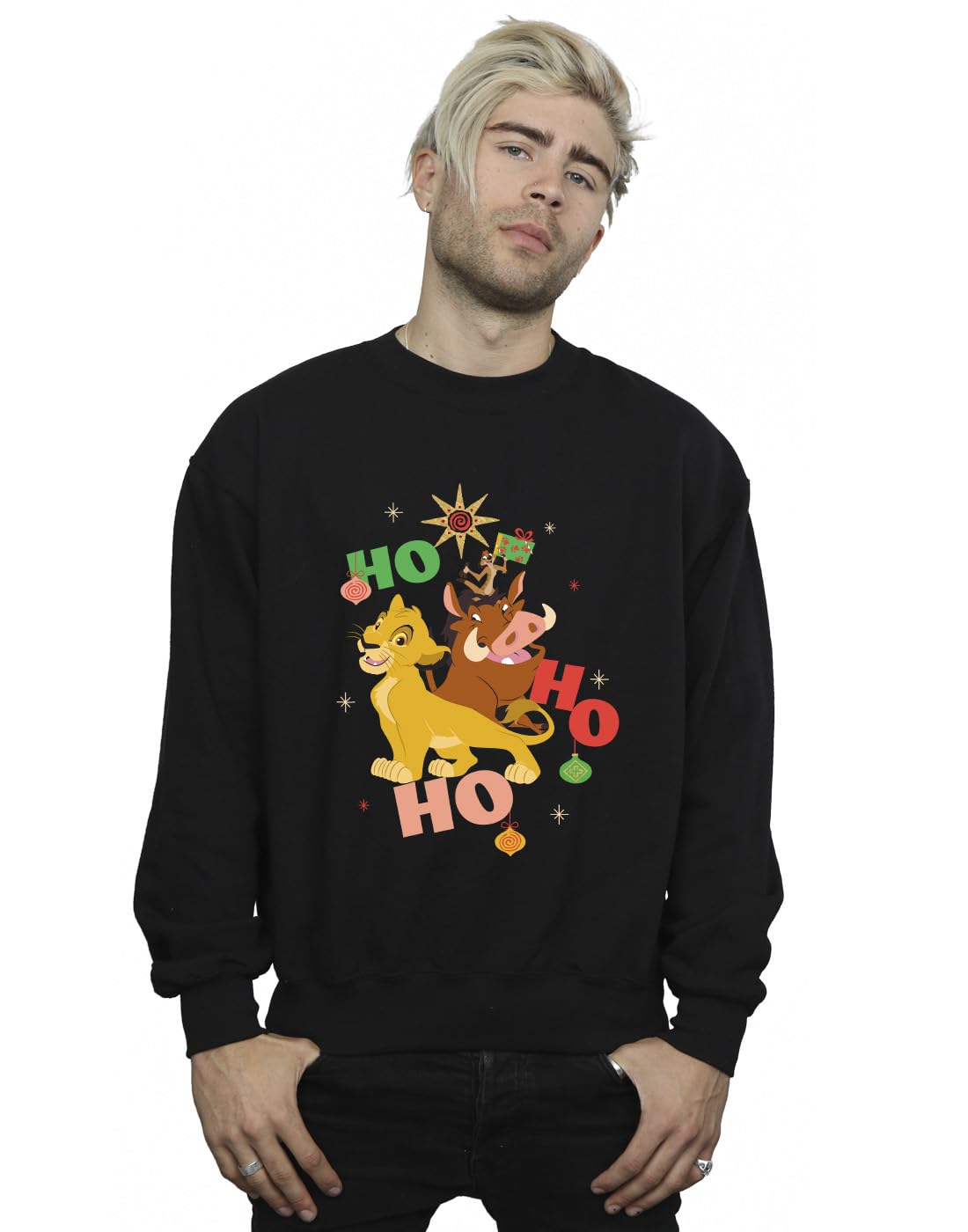 Disney Men's The Lion King Ho Ho Ho Sweatshirt Black XXX-Large