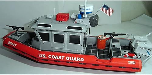 Miniatura 3 de Lllunimon 1/50 Kit de construcción de modelo de barco de emergencia de la Guardia Costera de EE. UU., DIY modelo de papel 3D, cartón, manualidades,