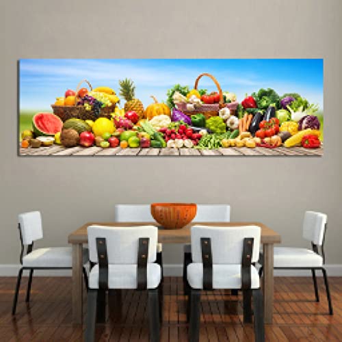 Toile peinture légumes frais 30x90cm, impression haute définition d'art mural