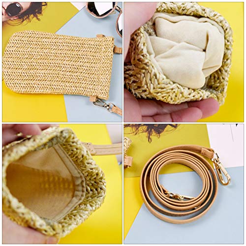 ULTECHNOVO Bolsa de Palha para Telefone Bolsa Crossbody Bolsa Pequena Boho Bolsa Rattan para Mulhere