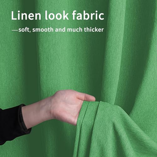 Rideaux d'extérieur doux et épais aspect lin vert Easy-Going