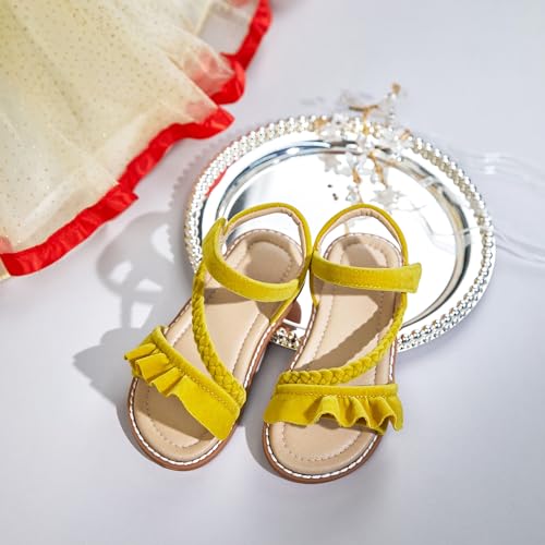 Image of ESTINE Toddler /Little Kid Girls Dress Cross Strappy Open Toe Sandals Princess Flats Summer Flower Girl Shoes