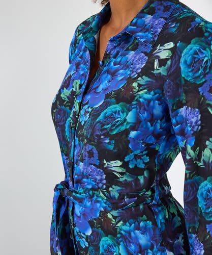Robe fluide boutonnée imprimé fleuri bleu Joe Browns coupe ajustée - 5
