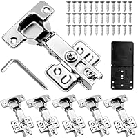 JASFLY 6 Stück Scharniere für Schranktüren, Topfscharnier 35mm, Schrank Scharniere mit 36 Schrauben und Schraubendreher für Küchenschrank Kleiderschrank 100-105°
