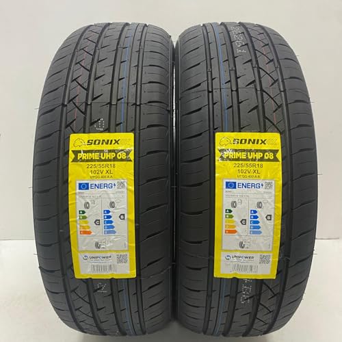 Image of 2 X 225 55 18 SONIXPRIME 225/55R18 102V XL EXTRA LOAD AMAZING QUALITY C & B RATED M+S (MUD & SNOW) TYRES 2255518