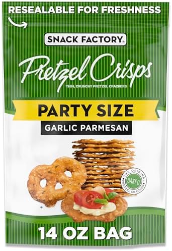 Snack Factory Garlic Parmesan Pretzel Crisps, 14 OZ Party Size Bag