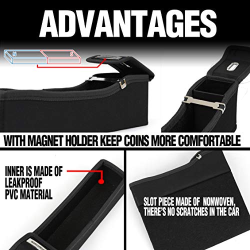 KMMOTORS Coin Side Pocket Black Console Side Organizer Crevice Filler Console Side Organizer Multi-Functional Storage (Black. Passenger)