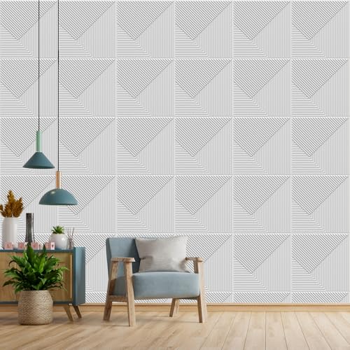 Image of Kayra Decor 3D PVC Wall Panel Fluted Design Matt White Color 19.7 inch x 19.7 inch (Pack of 40) - Covers 107.80 Sq. Ft.