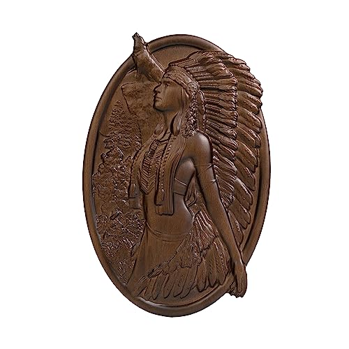 Sculpture murale amérindienne en bois cadeau idéal crémaillère et fans de loup