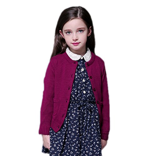 Girls Autumn Winter Sweater Long Sleeve Solid Cardigan