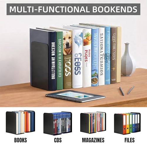 Image of 2 Heavy Duty Metal Bookends for Books | File, CD, Book Holder, & Durable Book Stand for Home, Office, School & Study Table Heavy Duty bookends (Set of 2) (All i Need are My Books)