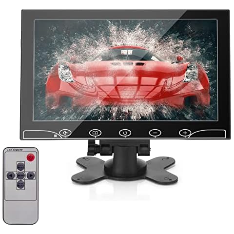 CCTV Monitor 10.1 inch, Mini Monitor 1024X600, 60Hz, 5ms Built-in Speakers, Small Monitor w/VGA/AV/HDMI/BNC/USB Input,Raspberry Pi Monitor w/Remote Control, Portable Monitor Compatible w/Computer Game Cover