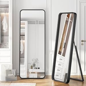 64″x21″ Full Length Mirror Floor Mirror with Standing Mirror Dressing Mirror, Large Dressing Mirror for Bedroom Living Room Locker Room, Black