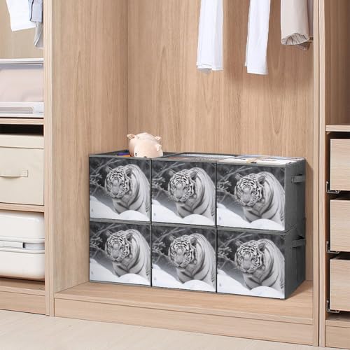 Boîtes de rangement avec poignées robustes et structure pliable en tissu - 8