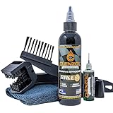 Clenzoil Chain & Sprocket Cleaning Kit - Chain Cleaner Lubricant Protectant (CLP) - Wet Lube Application, Dry Lube Performance - 4 oz Bottle, 0.5 oz Needle, Microfiber Towel & Chain Brush