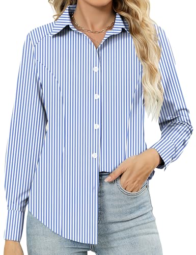 Rapbin Dressy Tops for Women Fashion Outfit Long Sleeve Button