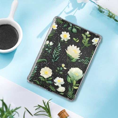 Image of CoBak Case for 6 inch E-Reader Cases (2024 & 2022, 11th Gen) - Ultra-Slim Soft TPU Transparent Cover?Lightweight & Durable Protector,Green Flowers