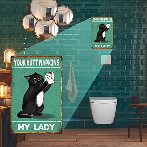 Gocolt Funny Bathroom Decorative Signs Cat's Metal Signs Artwork Vintage Design Tin Metal Wall Art Print Poster - Thick Tinplate Wall Decoration Signs 8X12 Inch #TOP1