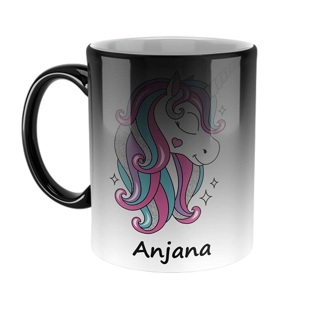 FurnishFantasy Unicorn Ceramic Coffee Mug - Best Happy Birthday Gift for Daughter, Sister, Gift for Kids, Return Gift - Color - Magic Mug, Name - Anjana