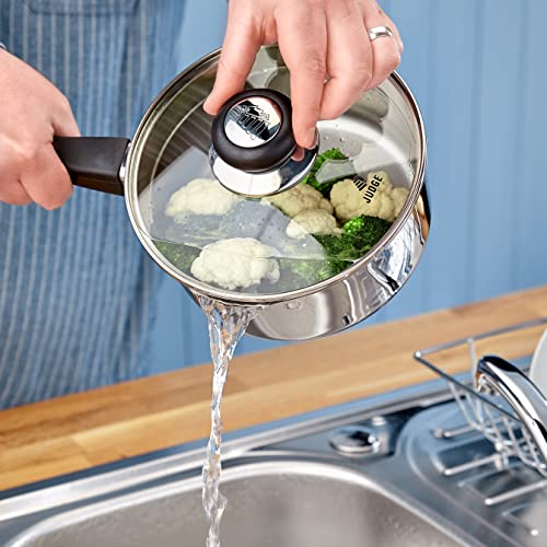 Cazo de acero inoxidable Judge J304 de 1L con tapa y vertedor variable 3