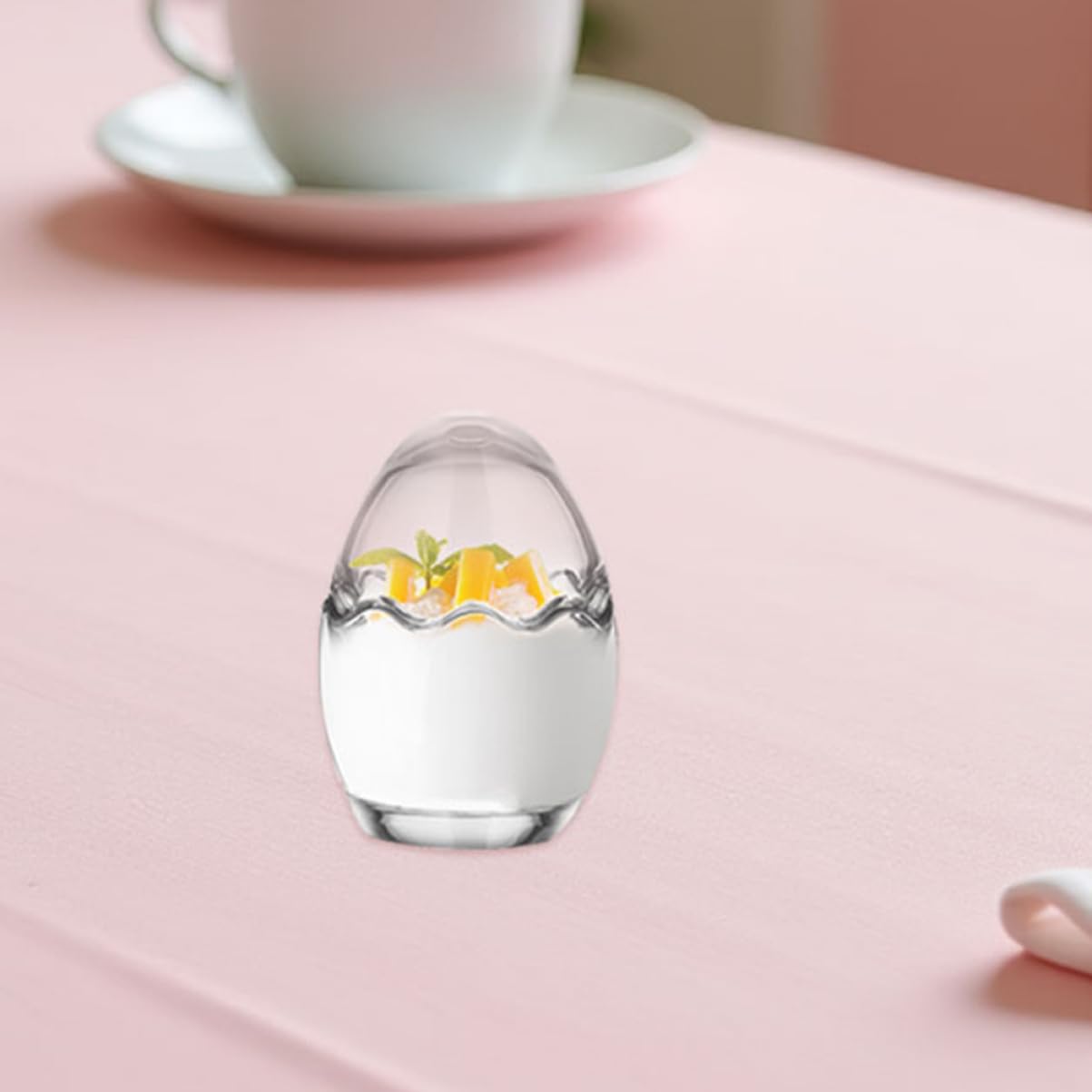 6 Sztuk Szklanych Foremek Do Puddingu W Kształcie Jajka: 100 Ml Odporne Na Wysoką Temperaturę Foremki Do Deserów Z Pokrywkami - Odpowiednie Do Jogurtu, Galaretki, Kremu
