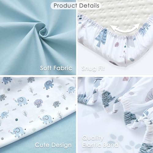 4 Pack Bassinet Sheets - 30"x18" Bassinet Fitted Sheets for Halo BassiNest, 4moms MamaRoo, Chicco LullaGlide and Other Small Size Bassinet | Ultra Soft & Skin Friendly Bassinet Sheets for Boys Girls