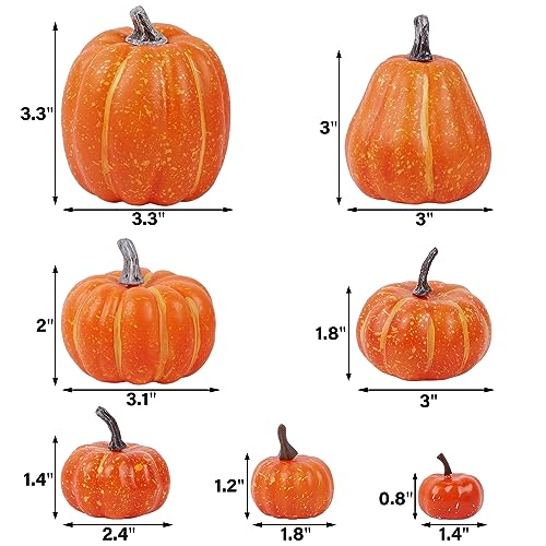 Image of winemana 46 Pcs Artificial Pumpkins Fall Decorations, Orange | Assorted Size, Foam Fake Pumpkins for Crafts, Table Centerpiece Indoor Mantel, Thanksgiving Harvest Autumn Decor