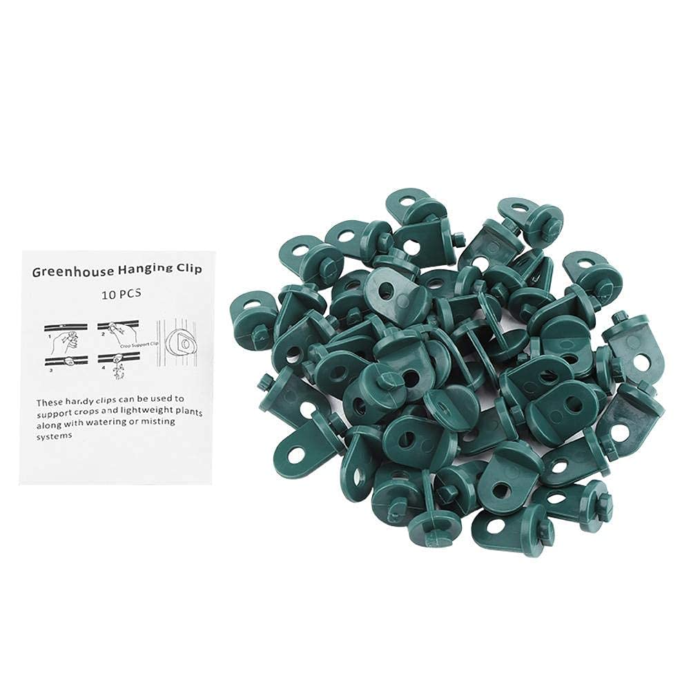 Garosa 50 PCS Greenhouse Hook Plastic Plant Hanger Hanging Clip Set for Flower Pots Indoor Outdoor Use Durable Hanging Tool (Green)