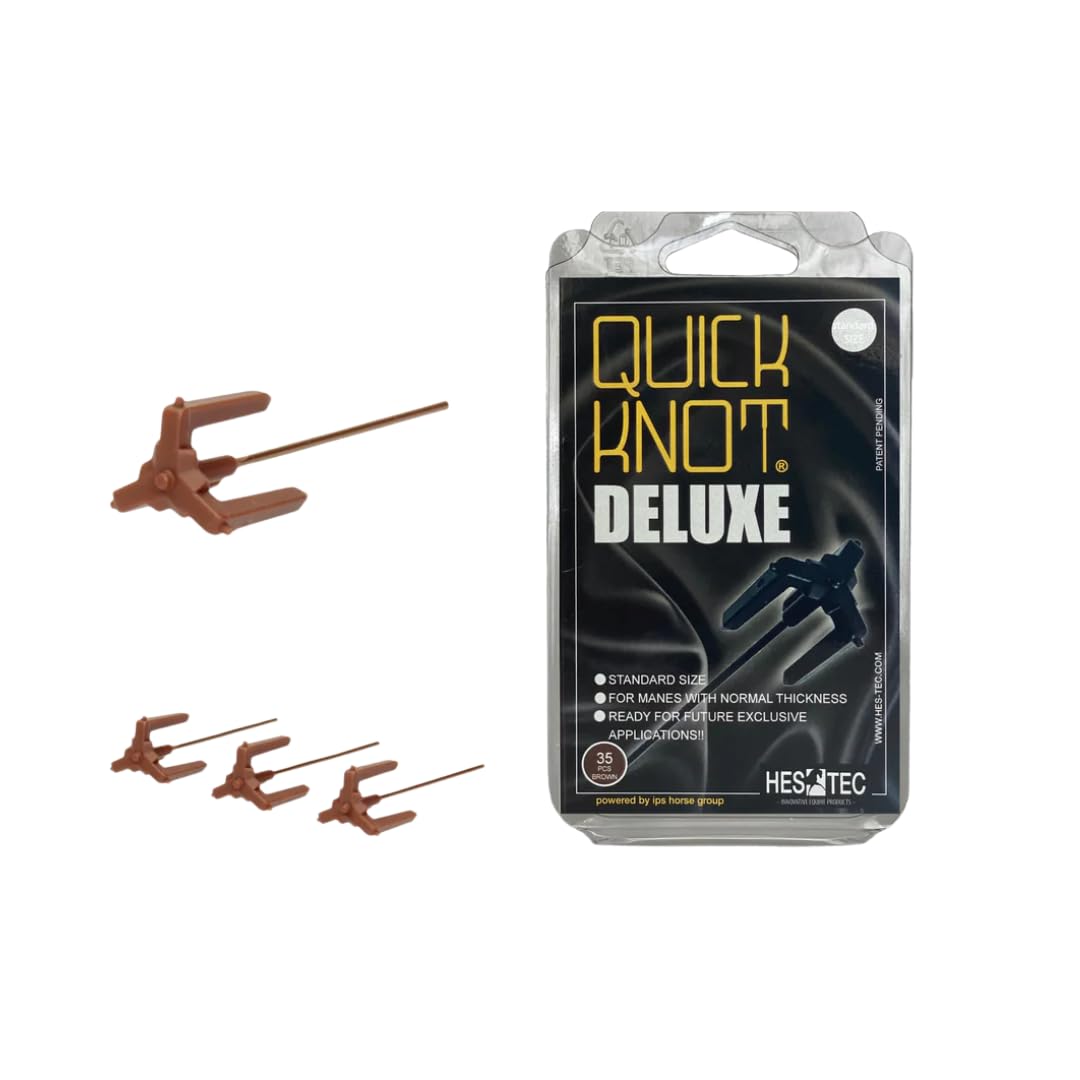 Deluxe | Mähnenklammer für Pferde | Geeignet für Pferde und Ponys | Wiederverwendbar (Braun, Standard)