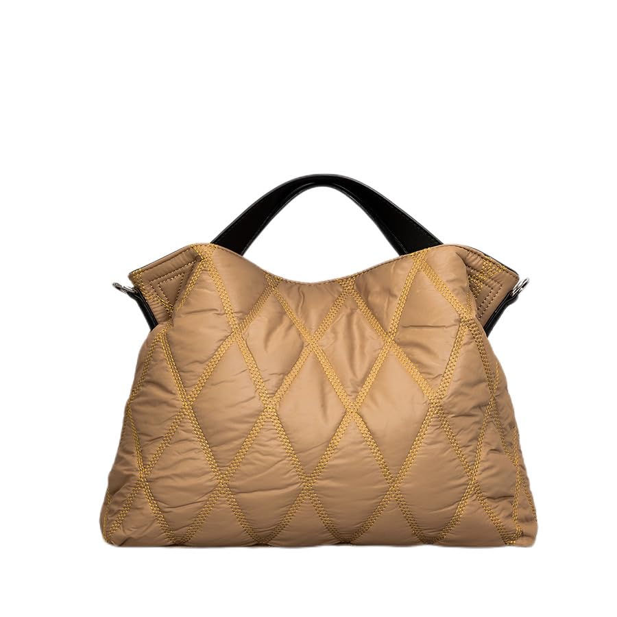 Quilted Puffer Tote Bag for Women Lightweight Trendy Crossbody Shoulder Bag Nylon Handbag Purse with Adjustable Strap