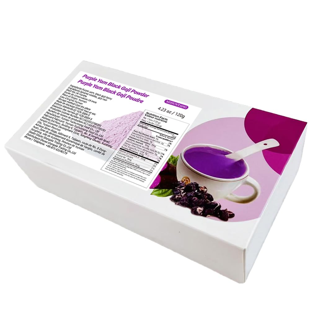 Purple yam black goji powder 4.23 oz （12g×10bags）drink breakfast food satiety substitute meal powder drink 紫山药黑枸杞粉 120g