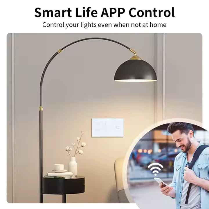 Image of QNQ SMART WiFi TOUCH SWITCH 3 SWITCHES + 1 UNIVERSAL SOCKET (10 amps each) 800 WATT /SWITCH GLASS : Elevate Your Home with Effortless Control Home Automation. fits in 4 module concealed board (WHITE)