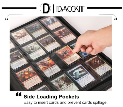 Image of D DACCKIT Card Binder 16 Pocket - Fits 1600 Cards,4X4 Ringless Card Album with Sleeves for Trading Cards & Sports Cards(Model C,Rose Red)