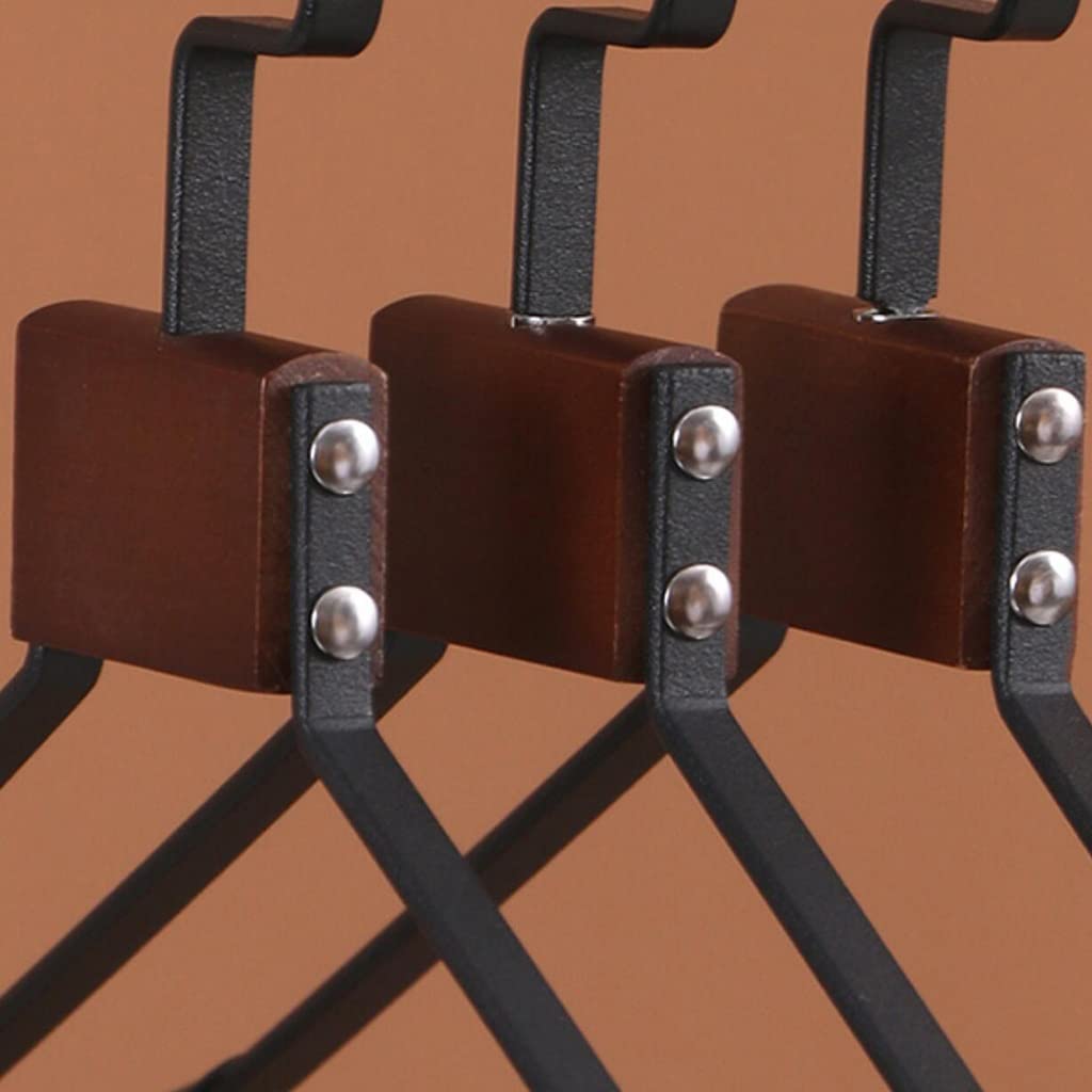 Set di 5 grucce per abiti, 10 pezzi, in legno antiscivolo, in acciaio inossidabile, combinazione di metallo, negozio di abbigliamento, negozi commerciali per uso domestico (nero 5)