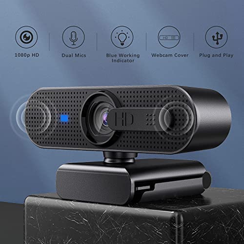 Doraby HD-Webcam mit Mikrofon 1920 x 1080p, Dual-Mikrofon-Webkamera mit Abdeckung, 80°-Weitwinkelobjektiv, Autofokus, Facecam für PC/Mac/Laptop/Skype/FaceTime/Zoom, Home Office/Online-Kurs – Bild 8
