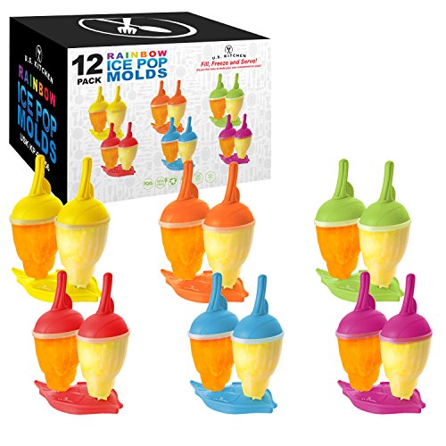 U.S. Kitchen Supply Jumbo Set of 12 Rainbow Ice Pop Molds - Sets