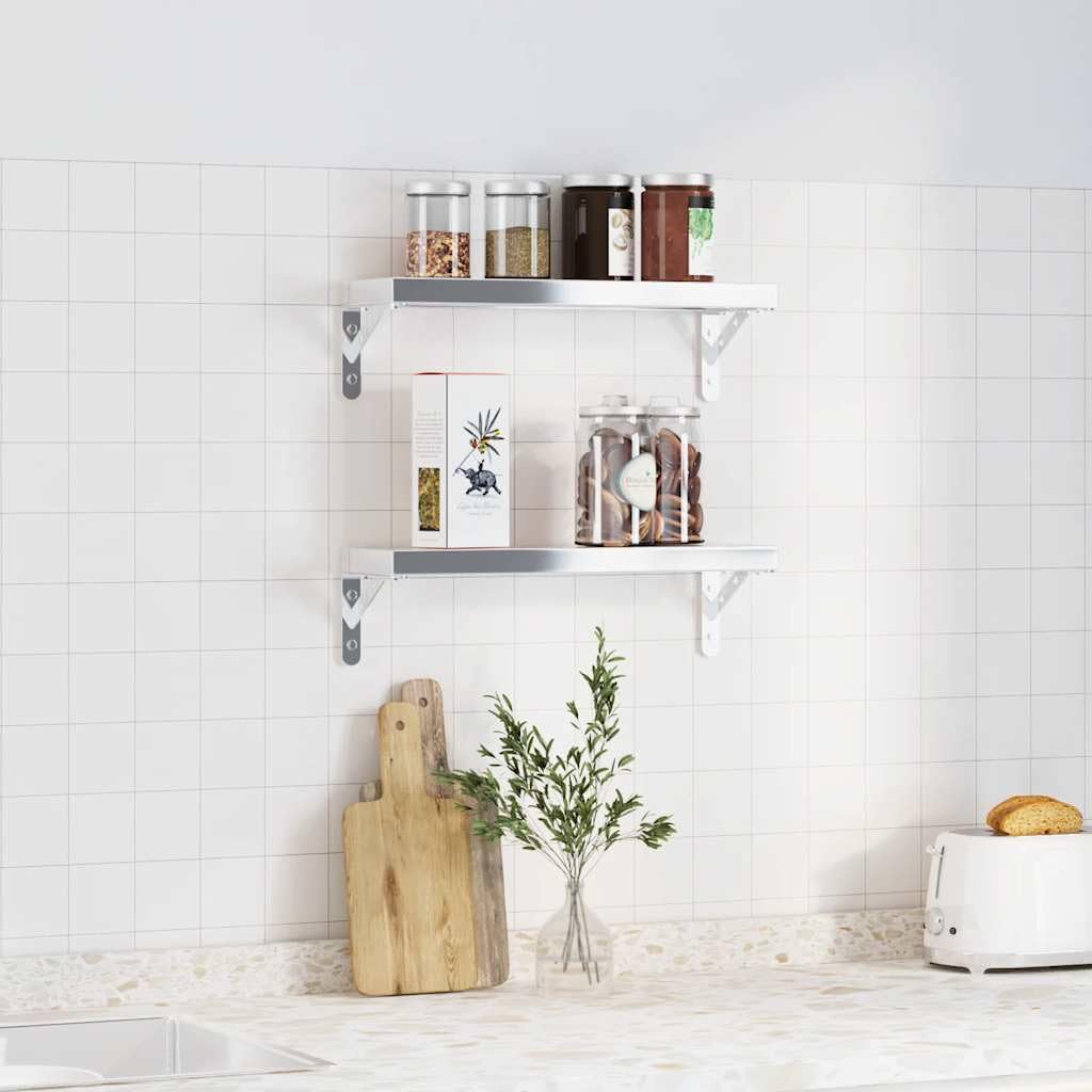 Soportes para estantes de acero inoxidable, 4 unidades, 15 x 2,5 x 11,5 cm, plateados, con tornillos y tacos para estante de pared, consola de pared, estante colgante, ahorra espacio y