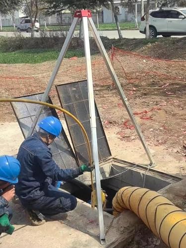 Heavy Duty 1200 LB Manual Winch Rescue Kit Foldable Tripod Safety Equipment Sewer Tunnel Lifting Crane Fall Protection Gear for Safe Lifting and Recovery