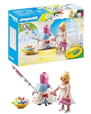 PLAYMOBIL Color 71374 Diseñadora de Moda  diseño Creativo Ropa  con bolígrafos y Accesorios solubles en Agua  Juguetes para niños a Partir de 5 años