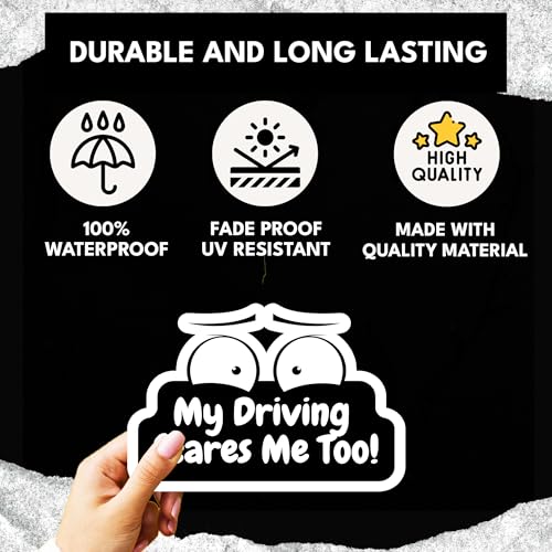 Image of My Driving Scares Me Too Sticker Size 6 inch Inch Funny Student Driver Stickers Waterproof UV Resistant. Used for Cars, Motorbikes and Trucks