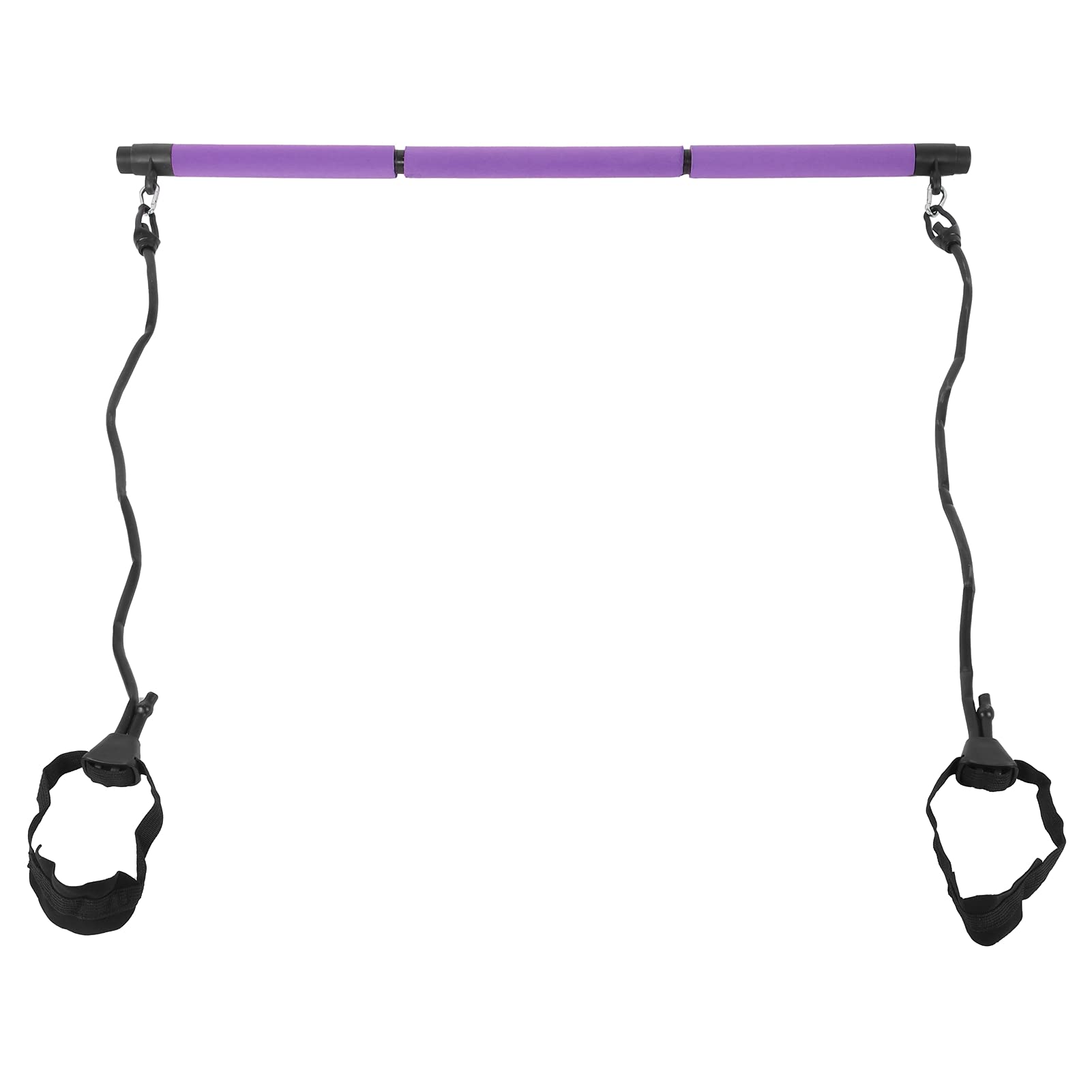Barre de Pilates réglable en 3 Sections, bâton de Workout de Pilates Portable, Accessoire de Musculation avec 2 Sangles de résistance pour la Salle de Sport à Domicile, équipement