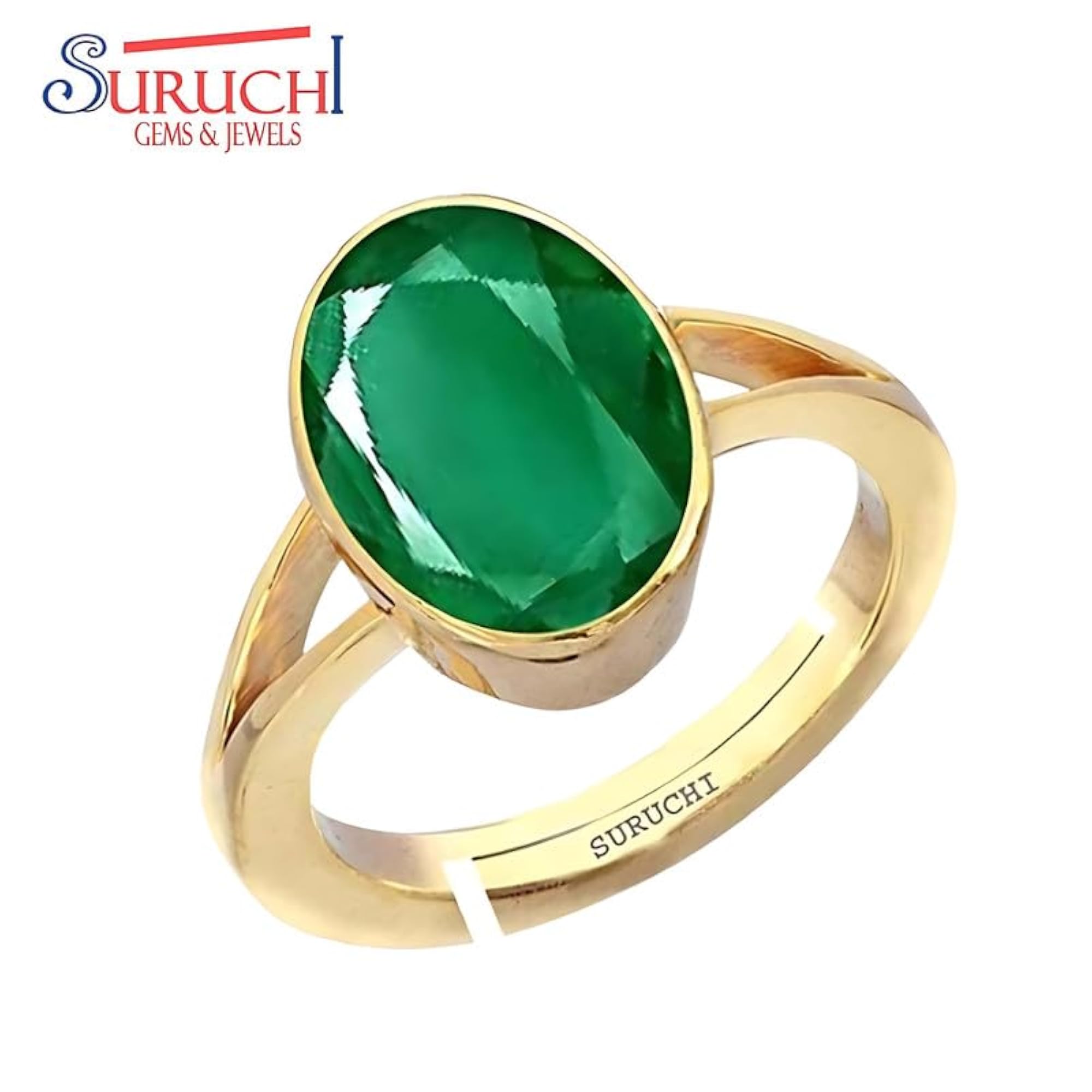 Women's Emerald/Panna 9.25 Ratti Gold Plated Adjustable Ring, Astrological
