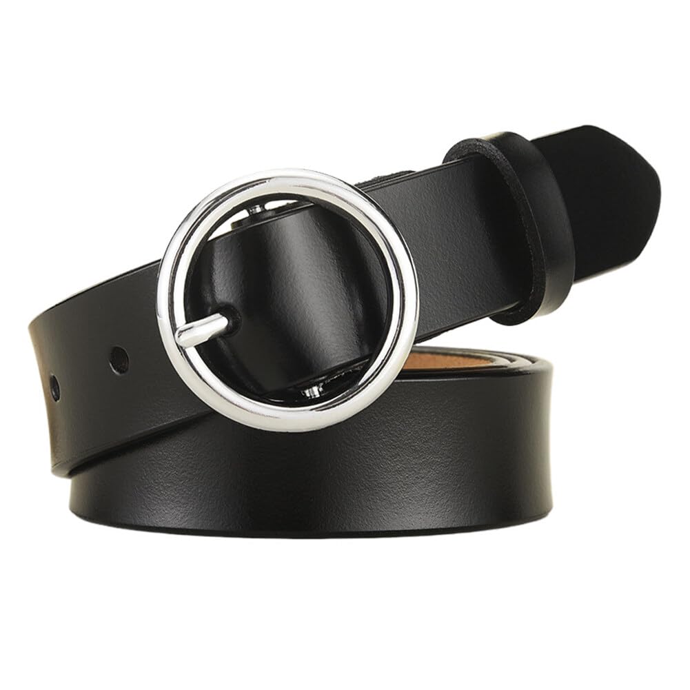 Katutude Women's Casual Leather Belts for Jeans Pants Dresses 2024 Trendy Ladies Leather Waist Belt with Round Buckle